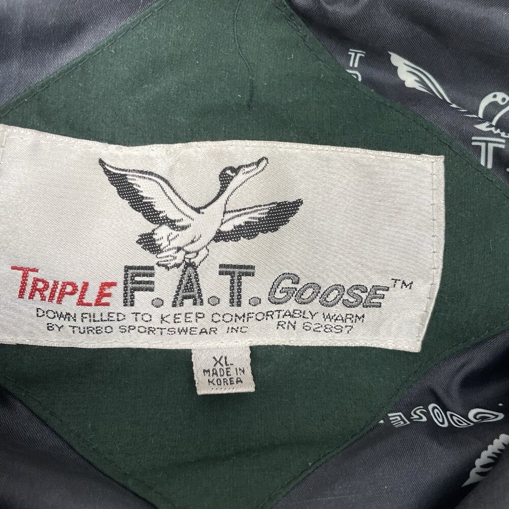 Vintage 90s Triple Fat Goose Jacket Down Puffer Retro Green Purple Womens XL - Picture 7 of 13
